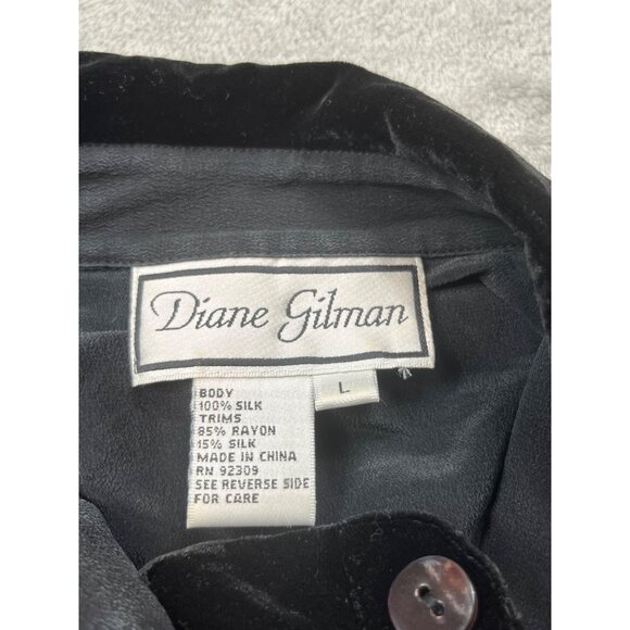 Diane Gilman Womens Large Black Silk & Velvet Long Sleeve Shirt Cottage Core - Picture 3 of 8